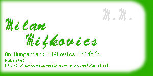 milan mifkovics business card